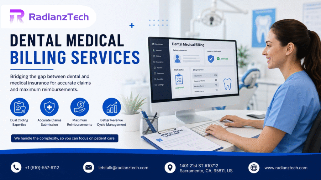 Dental medical billing services helping practices manage dual insurance claims with accurate coding and faster reimbursements.