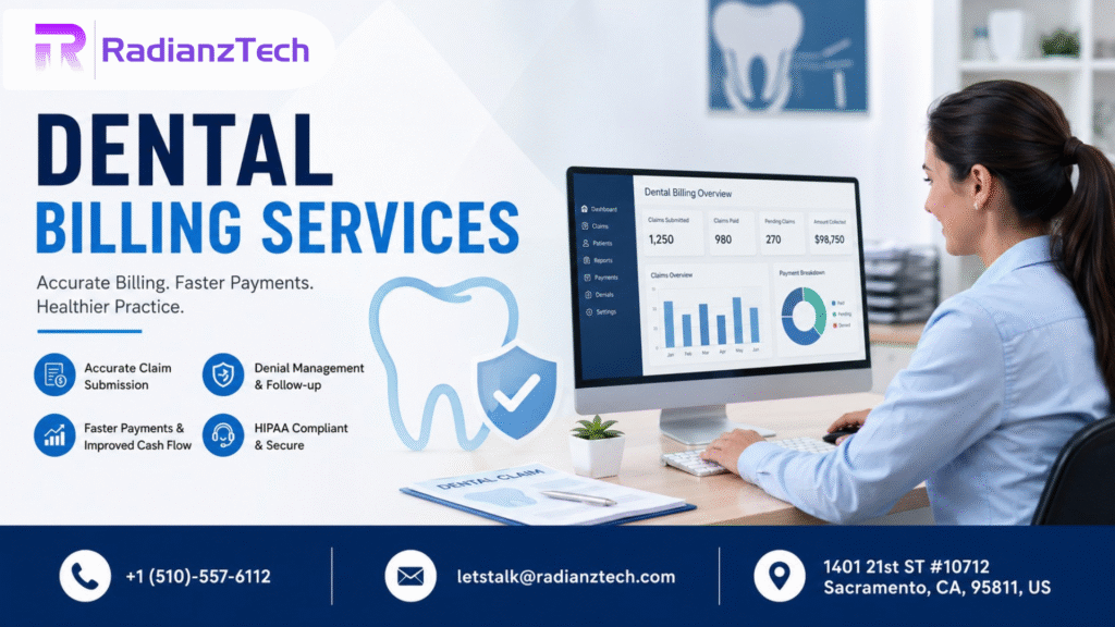 Dental billing services with payment posting, accounts receivable management, and dental insurance billing to improve cash flow and reduce claim delays.