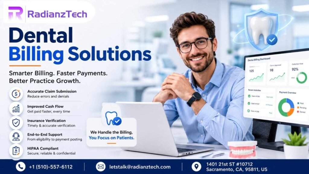 Dental billing solutions helping growing dental practices manage claims, payments, insurance, and billing efficiently